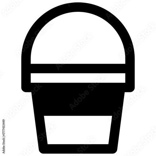 Food bucket. Outlined stroke vector icon with black-filled details.