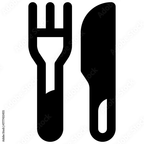 Cutlery. Outlined stroke vector icon with black-filled details.