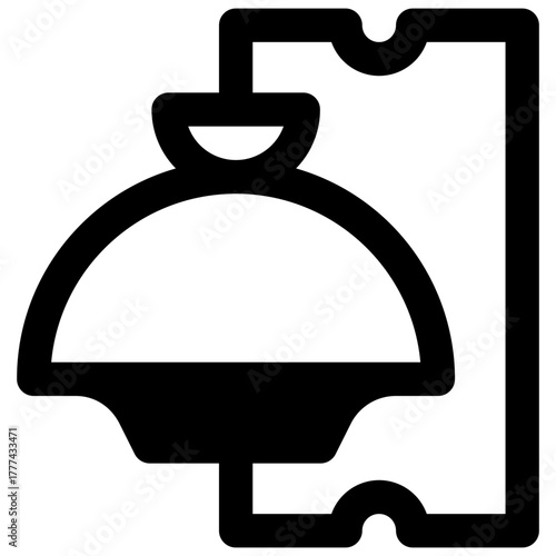 Food delivery coupon. Outlined stroke vector icon with black-filled details.