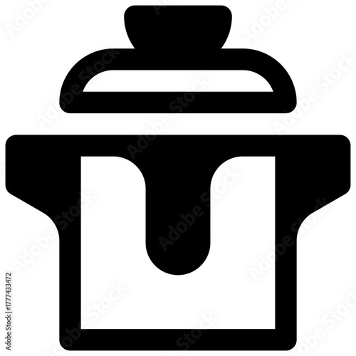 Homemade food. Outlined stroke vector icon with black-filled details.