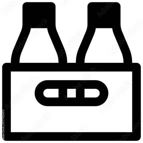 Milk delivery. Outlined stroke vector icon with black-filled details.