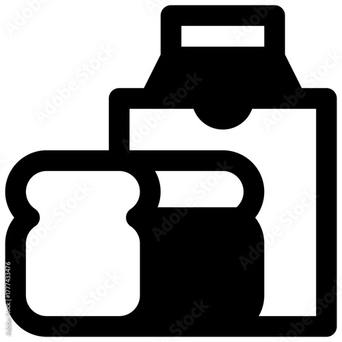 Groceries. Outlined stroke vector icon with black-filled details.