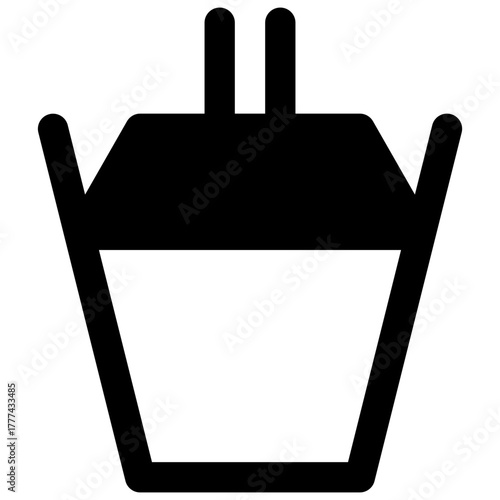 Oyster pail. Outlined stroke vector icon with black-filled details.