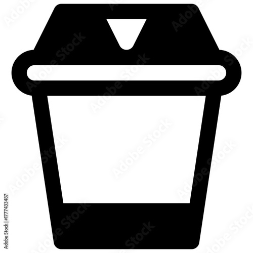 Paper cup. Outlined stroke vector icon with black-filled details.