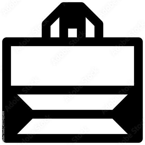 Paper bag. Outlined stroke vector icon with black-filled details.