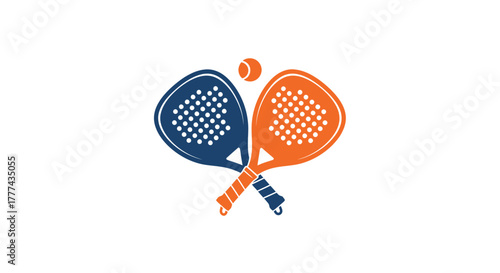 Crossed padel rackets with ball, sports equipment illustration.