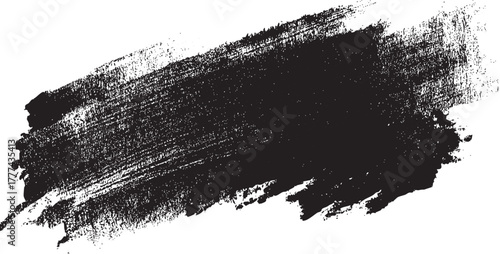 Black textured brush stroke on white background abstract grunge paint splash vector