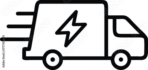 delivery truck with lightning bolt outline icon for cyber monday