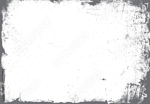 Textured gray grunge border with scattered speckles and distressed edges on white background vector