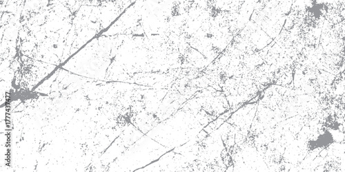 White background with scattered grey distressed grunge texture and abstract linear cracks vector