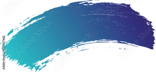Abstract brush stroke gradient of teal to deep blue with textured edges on white background vector