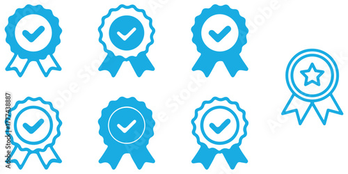 Gold Silver Bronze medal first place second third award winner badge guarantee winning prize ribbon symbol sign icon logo template Vector 10 Eps 
