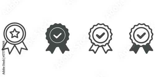 Reward set of web icons in line style. A collection of linear icons representing various reward concepts, including gift, trophy, recognition, reward program, medal, bonus, and more. Editable stroke.