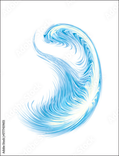 Bright cold cyan circle midpoint flower drawing shape art design. Big fuzzy magic sphere form in modern artist cartoon creative line style. Navy aqua color motley power boom symbol on space for text