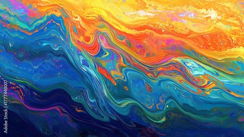 Mesmerizing abstract artwork with vibrant swirls of color with fluid textures and dynamic forms for captivating artistic visual design expressive creative aesthetic concept