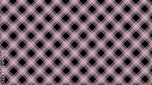 Diagonal pink  checkered plaid in the black background	