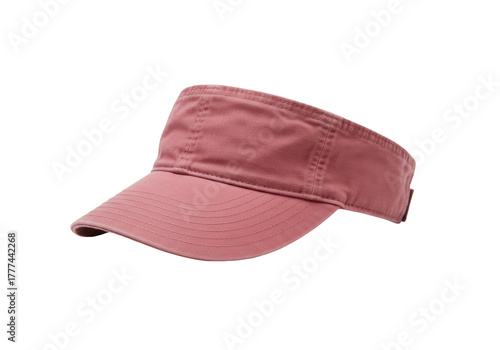 Isolated casual pink visor cap, summer headwear for sun protection, trendy fashionable style