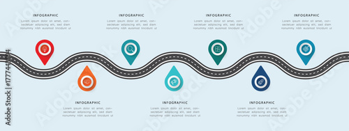 Business road map timeline infographic concept. with  10 steps or options modern diagram process technology digital marketing data presentation chart. Vector EPS 10