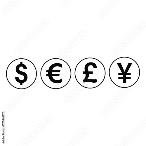 International currency symbols representing global economy and financial exchange rates