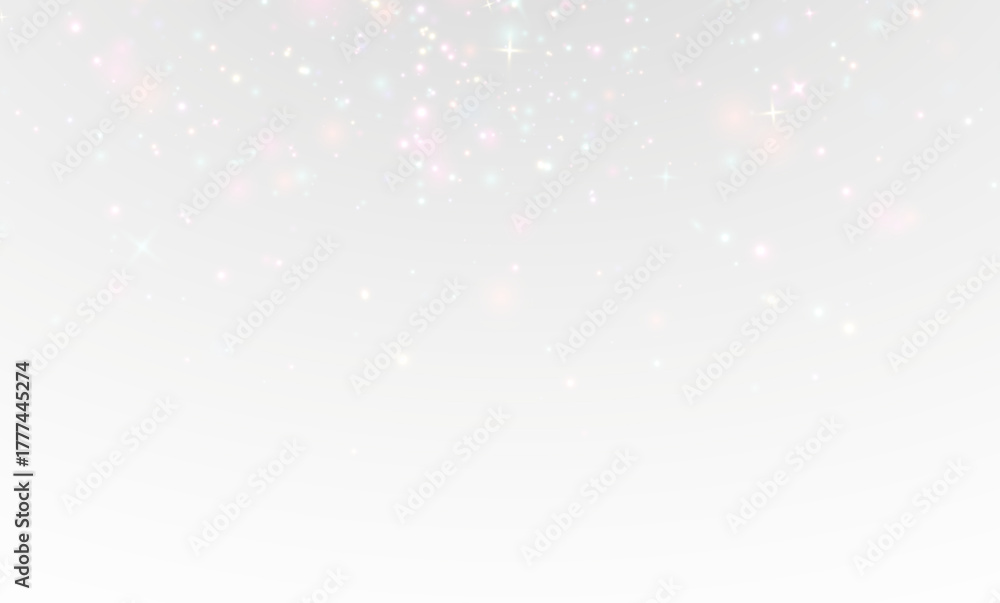 Fototapeta premium Dust glitter sparkle glowing magic trail softly illuminating bright background light. 