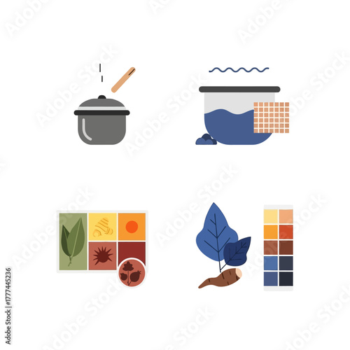 Cooking process and natural dyeing with plant based ingredients.