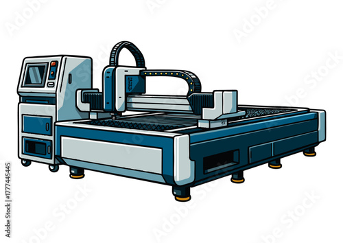 Precision CNC Plate Cutting Machine Vector Illustration.ai