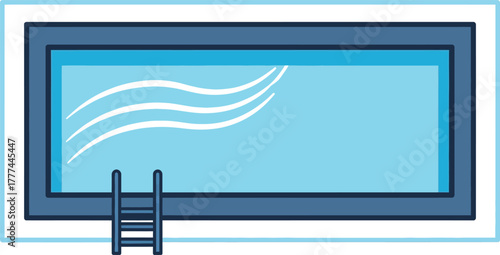 Swimming Pool with Ladder and Water Wave on Transparent Background