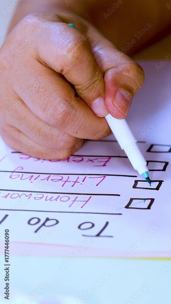 Hand Checking Off Tasks on To-Do List Paper