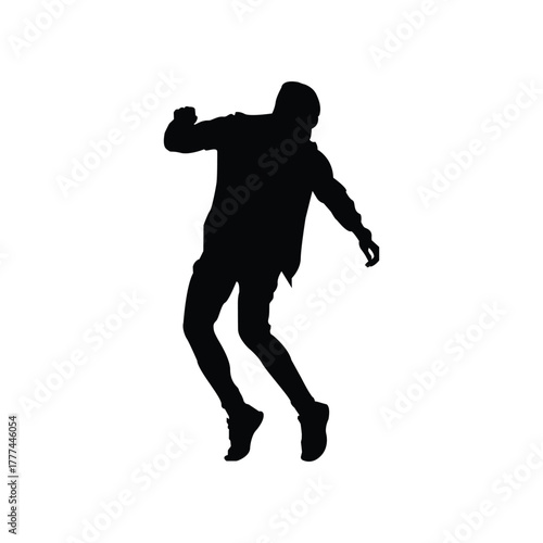 silhouette of a man, dancing step