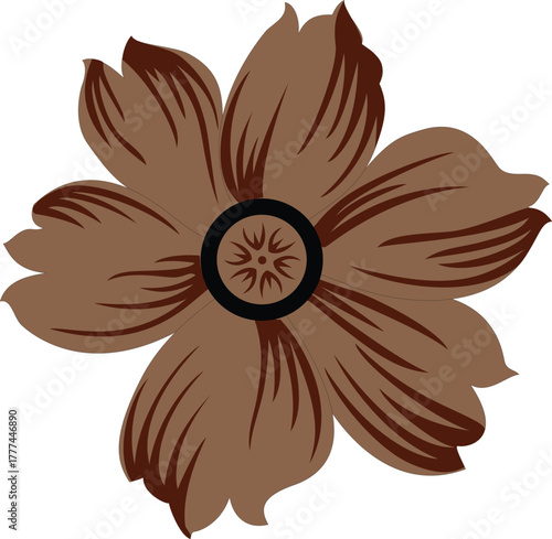 Mandala Botanical Art | Earthy Boho Flower Illustration • Symmetrical Design • Abstract Floral Print • Minimal Nature Motif • Brown Geometric Bloom • Digital Art for Decor