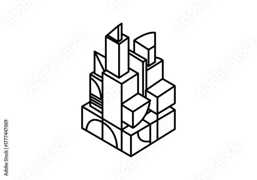 Icono negro de edificio abstracto de arquitectura