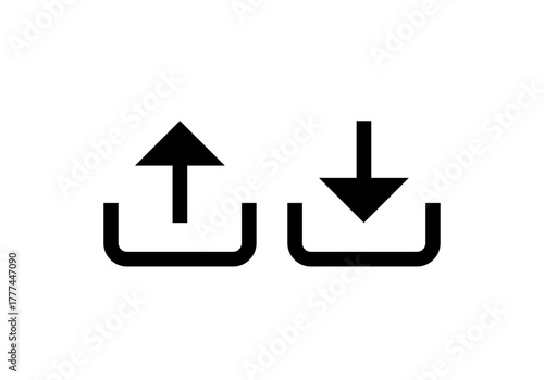 Icono negro de subir y descargar archivos 