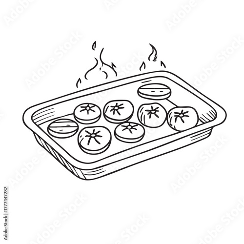Tray arranged with grilled tomatoes and peppers