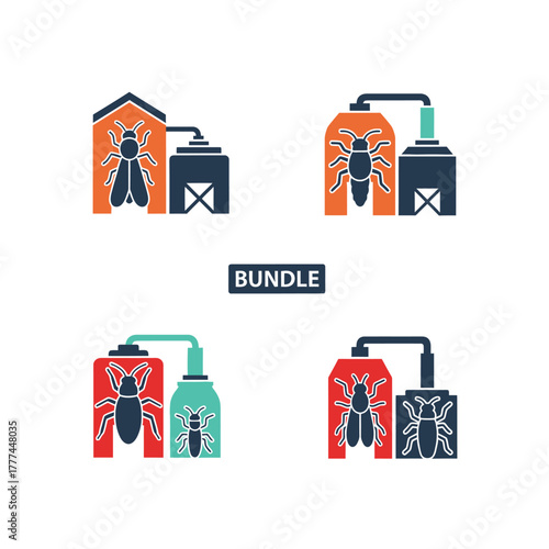Insect Pest Control Service Icons Bundle Set.