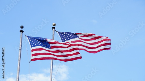 american flag and blue sky 1