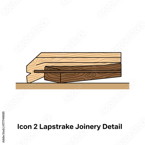 Lapstrake Joinery Detail - Overlapping Wooden Planks Construction Method.