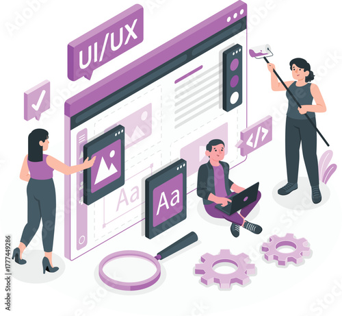 UIUX design process with people and tools Keywords: UIUX design, web design, user