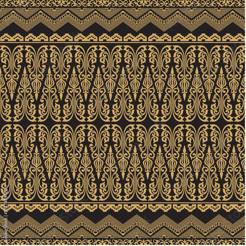 Vector illustration for the Indonesian Riau Malay batik motif. Suitable for batik motifs, songket cloth, decorations, backgrounds, frames
