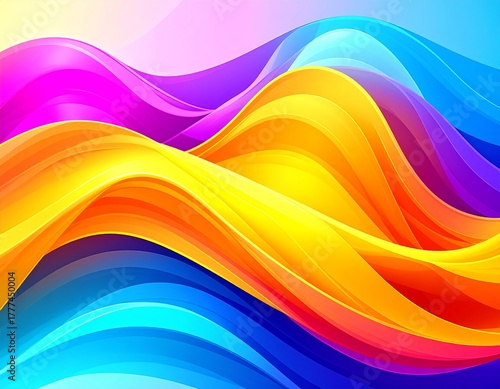 Colorful abstract background with smooth flowing gradient waves and vivid hues, ideal for modern design and digital art concepts.