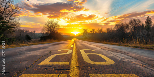 road to 2026 new year journey concept at sunrise