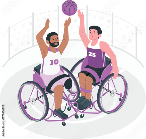 Wheelchair basketball players competing on court sport athletes