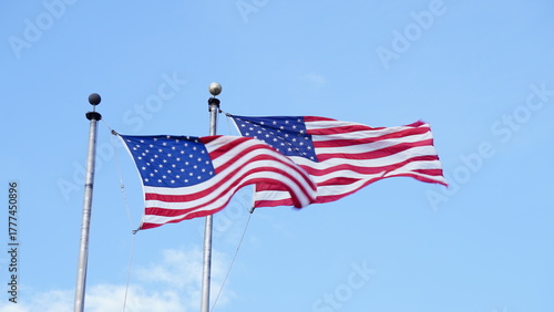 american flag on blue sky 2