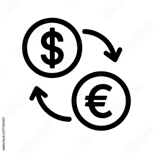 Black and White Currency Exchange Icon
