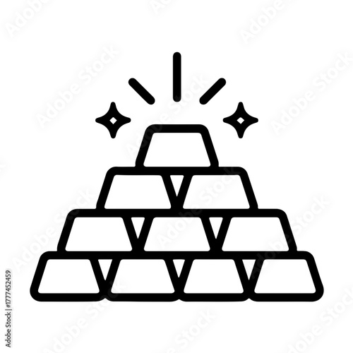 Black and White Gold Bars Icon