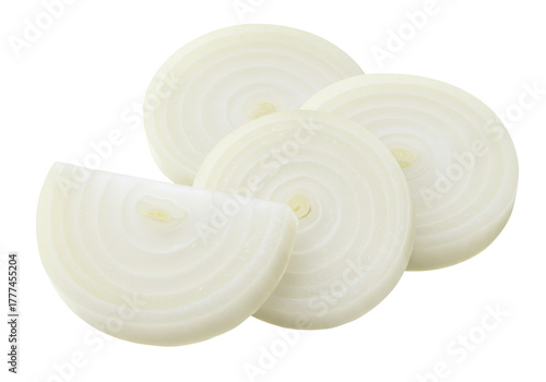 Isolated fresh white onion slices ready for cooking to add delicious flavor to a recipe