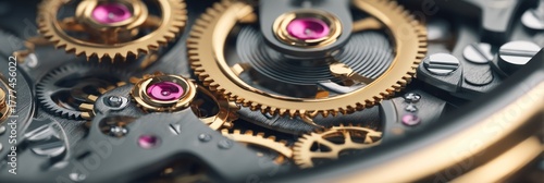 Close up of clockwork mechanism details