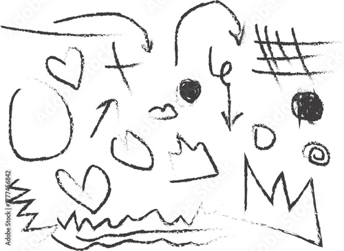 Abstract Doodle Elements: A collection of hand-drawn doodle elements, with a range of whimsical shapes, lines and icons for adding a playful feel to your designs. 