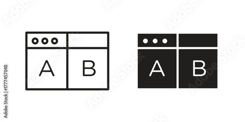 A B test icon flat and thin stroke vector pack. Editable icons set