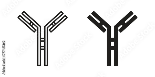 Antibody icon flat and thin stroke vector pack. Editable icons set