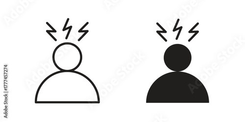 Anxiety icon flat and thin stroke vector pack. Editable icons set